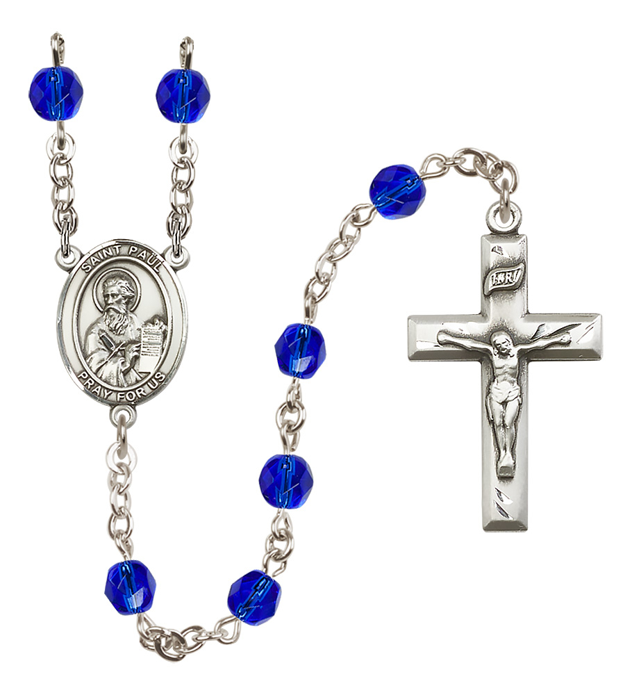 Saint Paul The Apostle R6000-8086 6mm Rosary Sapphire